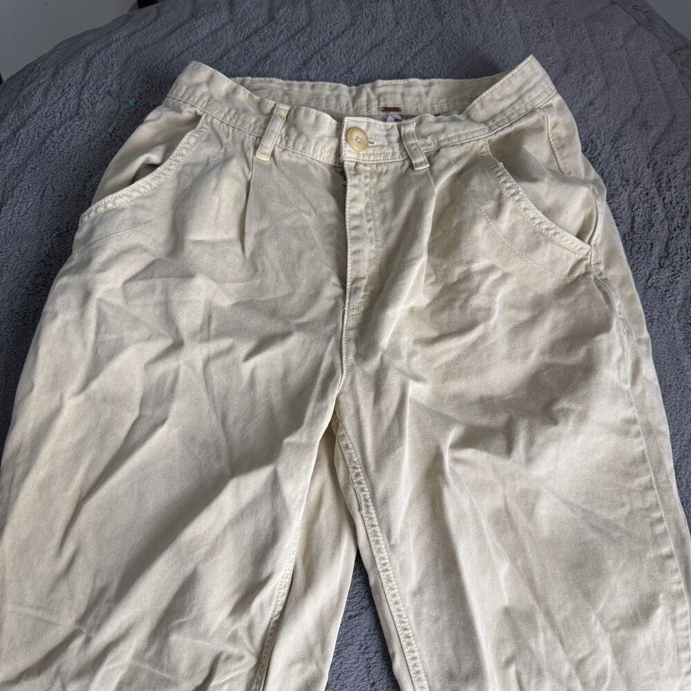 Free People Women's Pleated Tapered Pants Beige Boho Chino Khaki Size 2 - Picture 3 of 11